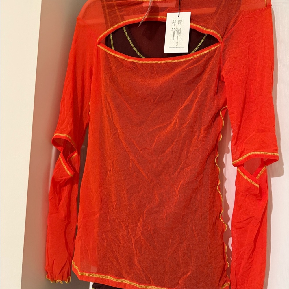 Marina Moscone Mesh Layered Polyamide Top M/L